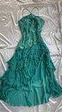 Light Jade Sheath Short Homecoming Dress Chiffon Beaded Formal Dress Halter Neck Birthday Dress HZ1024