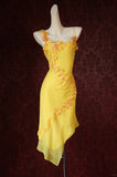 Sheath Birthday Formal Dress Yellow Beaded Short Homecoming Dress Fairy Straps Chiffon Applique Graduation Dress HZ1024