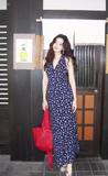 Retro Floral Sleeveless Halter Dress HZ1024