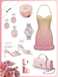 Bodycon Birthday Outfit Yellow Pink Short Homecoming Dress Fairy Halter Tulle Formal Dress HZ1024