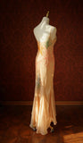 Mermaid Spaghetti Strap Chiffon Long Prom Dress Beaded Applique Light Orange Formal Evening Dress Wedding Guest Dress HZ1024