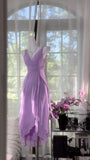 Purple Sheath V-neck Chiffon Prom Dress Formal Evening Dress HZ1024