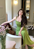 retro avocado green sling tea dress HZ1024