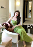 retro avocado green sling tea dress HZ1024