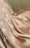 A-Line Square Neck Short Birthday Prom Dress Satin Beaded Formal Dress Graduation Dress Middle School Homecoming Dress HZ1024