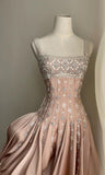 A-Line Square Neck Short Birthday Prom Dress Satin Beaded Formal Dress Graduation Dress Middle School Homecoming Dress HZ1024