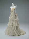 Strapless Ball Gown Long Prom Dress Apricot Taffeta Applique Quinceanera Dress Sweet 16 Dress HZ1024