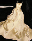 Spaghetti Strap A-Line Satin Sweet 16 Dress Butter Yellow Evening Dress HZ1024
