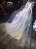 Strap A-Line Tulle Light Luxury Wedding Dress White Formal Evening Dress HZ1024