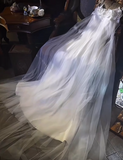 Strap A-Line Tulle Light Luxury Wedding Dress White Formal Evening Dress HZ1024