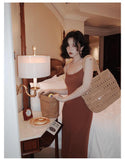 French Slim Fit Suspender Hip-wrapped Long Skirt HZ1024