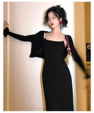 French Slim Fit Suspender Hip-wrapped Long Skirt HZ1024