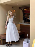 Square Neck Beach Vacation Suspender Long Dress HZ1024
