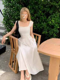 Square Neck Beach Vacation Suspender Long Dress HZ1024