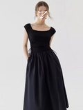 Square Neck Beach Vacation Suspender Long Dress HZ1024