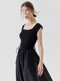 Square Neck Beach Vacation Suspender Long Dress HZ1024