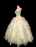 Light Green Ball Gown Sweetheart Neck Tulle Beaded Quinceanera Dress Sweet 16 Dress HZ1024