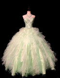 Light Green Ball Gown Sweetheart Neck Tulle Beaded Quinceanera Dress Sweet 16 Dress HZ1024