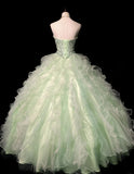 Light Green Ball Gown Sweetheart Neck Tulle Beaded Quinceanera Dress Sweet 16 Dress HZ1024