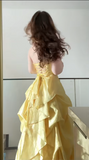Ball Gown Sweetheart Neck Taffeta Yellow Quinceanera Dress Sweet 16 Dress HZ1024
