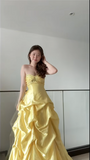 Ball Gown Sweetheart Neck Taffeta Yellow Quinceanera Dress Sweet 16 Dress HZ1024