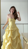 Ball Gown Sweetheart Neck Taffeta Yellow Quinceanera Dress Sweet 16 Dress HZ1024