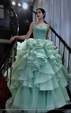 Ball Gown Sweetheart Neck Tulle Tiffany Blue Quinceanera Dress Sweet 16 Dress HZ1024