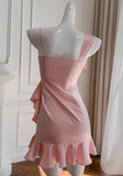Pink Sheath Satin Short Homecoming Dresses Birthday Party Dress HZ1024