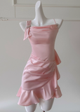 Pink Sheath Satin Short Homecoming Dresses Birthday Party Dress HZ1024