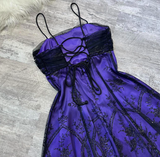 A-Line Spaghetti Strap Tulle Short Prom Dress Purple Satin Homecoming Dresses HZ1024