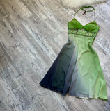Sheath Short Prom Dresses Halter Chiffon Homecoming Dresses Beaded Green Birthday Dresses HZ1024