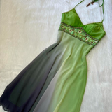 Sheath Short Prom Dresses Halter Chiffon Homecoming Dresses Beaded Green Birthday Dresses HZ1024