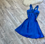 A-Line Short Prom Dresses Halter Neck Satin Homecoming Dresses Royal Blue Birthday Dresses HZ1024