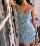 Sheath Short Prom Dresses Spaghetti Straps Floral Chiffon Homecoming Dresses HZ1024
