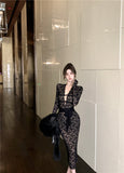 black lace long-sleeved slim-fit hip skirt HZ1024