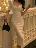 slim fit five-quarter sleeve hip dress HZ1024