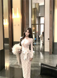 black lace long-sleeved slim-fit hip skirt HZ1024