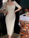 slim fit five-quarter sleeve hip dress HZ1024