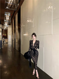 black lace long-sleeved slim-fit hip skirt HZ1024