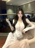 black lace long-sleeved slim-fit hip skirt HZ1024