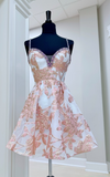 Sweetheart Neck A-Line Tulle Short Prom Dresses, Sleeveless Homecoming Dresses HZ1024