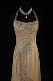 Halter Sheath Chiffon Beaded Long Prom Dress, Backless Formal Evening Dresses HZ1024