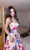 Strap A-Line Floral Long Prom Dresses Fairy Birthday Dresses HZ1024