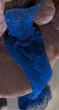 Strapless Sheath Tulle Beaded Long Prom Dresses, Royal Blue Formal Evening Dresses HZ1024