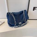 Capacity Denim Chain Commuter Messenger Bag HZ1024