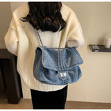 Capacity Denim Chain Commuter Messenger Bag HZ1024