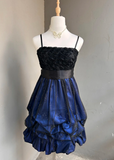 Spaghetti Strap Sheath Applique Short Prom Dresses, Black Homecoming Dresses HZ1024
