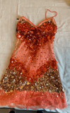 Spaghetti Strap Sheath Lace Sequin Short Prom Dresses, Red Homecoming Dresses HZ1024