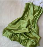 Spaghetti Strap Ball Gown Satin Homecoming Dresses, Green Fairy Short Prom Dresses HZ1024
