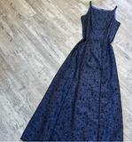 Sheath Chiffon Beaded Formal Evening Dress, Bateau Navy Blue Long Prom Dresses HZ1024